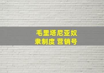 毛里塔尼亚奴隶制度 营销号